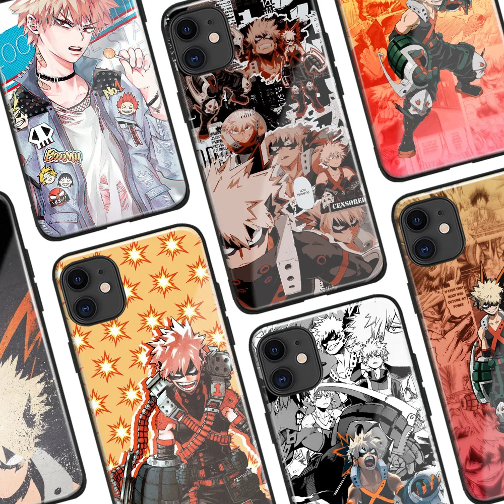 Katsuki Bakugo BNHA My Hero academic аниме стеклянный чехол для телефона iPhone SE 6 6s 7 8 Plus X XR XS 11 12 mini