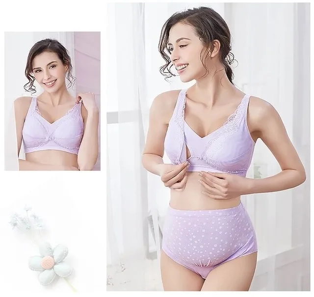 D002 Pregnant Women Underwear Breast Feeding Nursing Bra Flower  Breastfeeding Maternity Bra Front Poppers Nursing bras For Mothe -  AliExpress