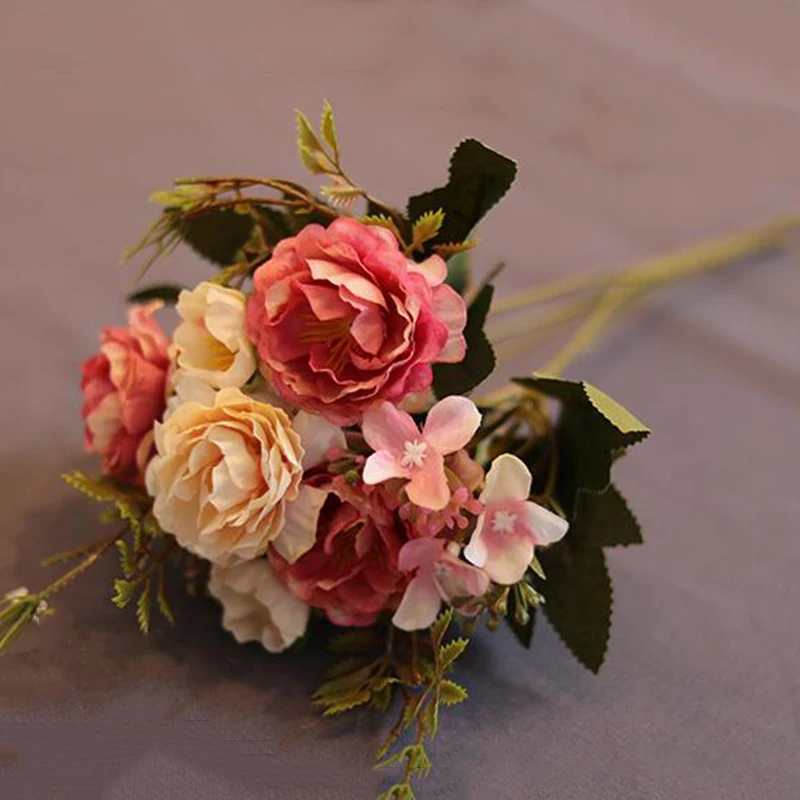 

Fake Floral Artificial Peony Flowers Bridal Wedding Bouquet Home Decor