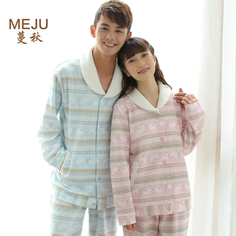 

Homewear Set Long Sleeve Tracksuit Women's Couples Simple Natural Pajamas