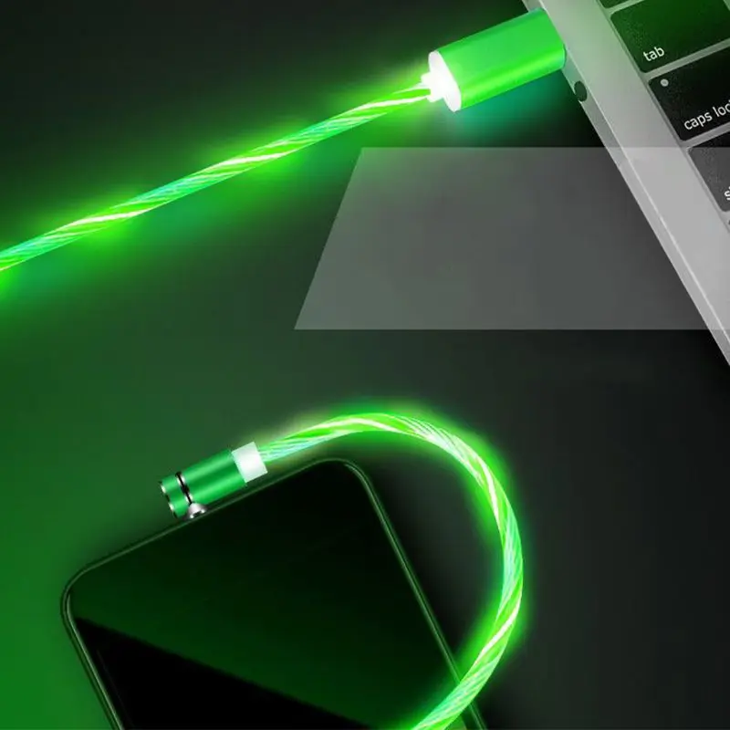 L-Line 90 градусов светодиодный магнитный кабель Micro USB со светящимся потоком для samsung S7 S6 Xiaomi huawei Android мобильного телефона планшета