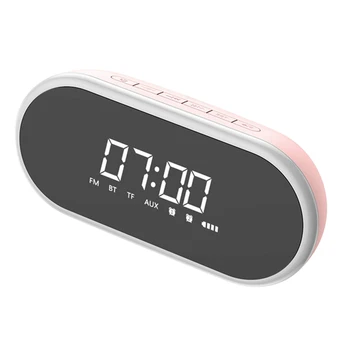 

Portable Bluetooth Speaker with Alarm Clock Wireless Loudspeaker Music Surround Loud Speaker for Phone Pc Computer(Pink)