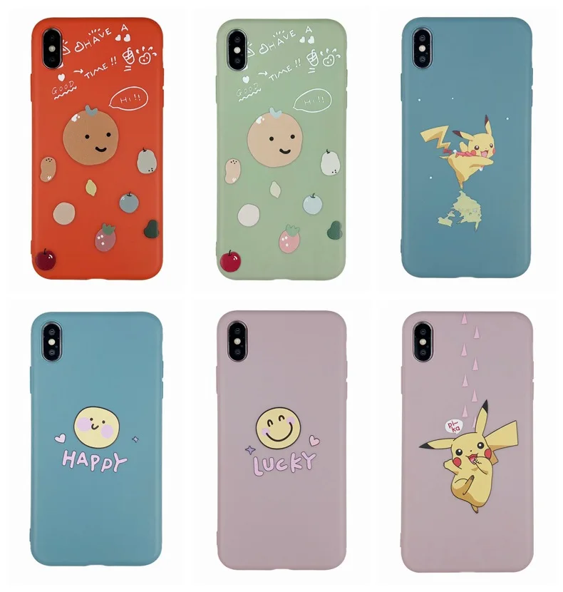 For iphone 7plus case silicone cover Pokemons pikachue Anime Phone Case for coque iPhone 7 7 plus 6 6S 8 Plus X XR XS MAX Case