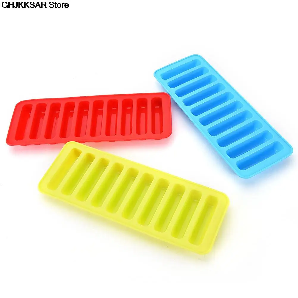 Reusable Cylinder 10 Silicone Ice Cube Tray Mold Freeze Ice Mould For