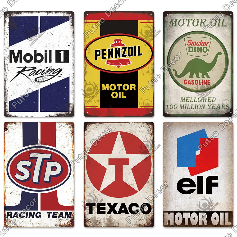 Metal Signs Putuo Decor Gas Oil Garage Vintage Tin Retro Garage Decor Bar Pub Gas Station Decorative Iron Plates