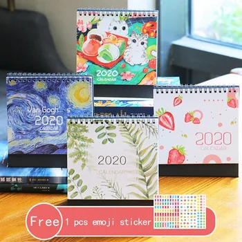 

2020 Calendar Retro Van Gogh illustrations/leaf/strawberry/Cat Kawaii Desk Calendar Organizer Schedule Planner NoteBook