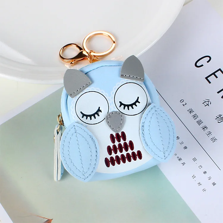 Children Cute Cartoon Owl PU Zipper Wallet Small Change Bag Key Pouch Coin Purse Clutch Key Holder Storage Bag Wallet