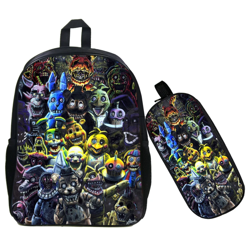 Модные школьные рюкзаки Five Nights At Freddy, 16 дюймов, сумка Mochila для мальчиков и девочек, детский рюкзак с пеналом, комплект из 2 предметов - Цвет: 14
