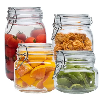 

Sealed buckle square round sealed jar glass jar lemon honey jar canned fruit storage storage tank sealed buckle cans for storage