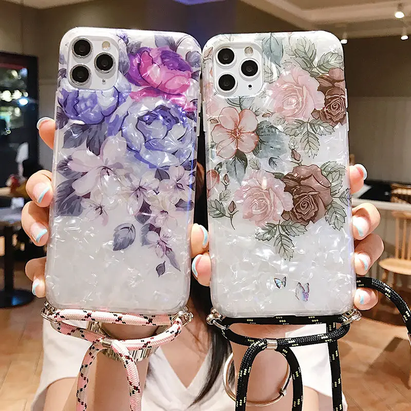 Чехол для iPhone 11 11pro Max XR XS 6 7 8 Plus X SE 2020 мягкий чехол со шнурком | Мобильные телефоны и