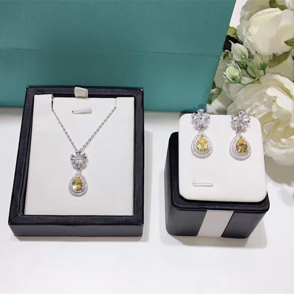 

Designer Fashion 925 Sterling Silver Jewelry 3A Cubic Zirconia Party Earring/Necklace Set