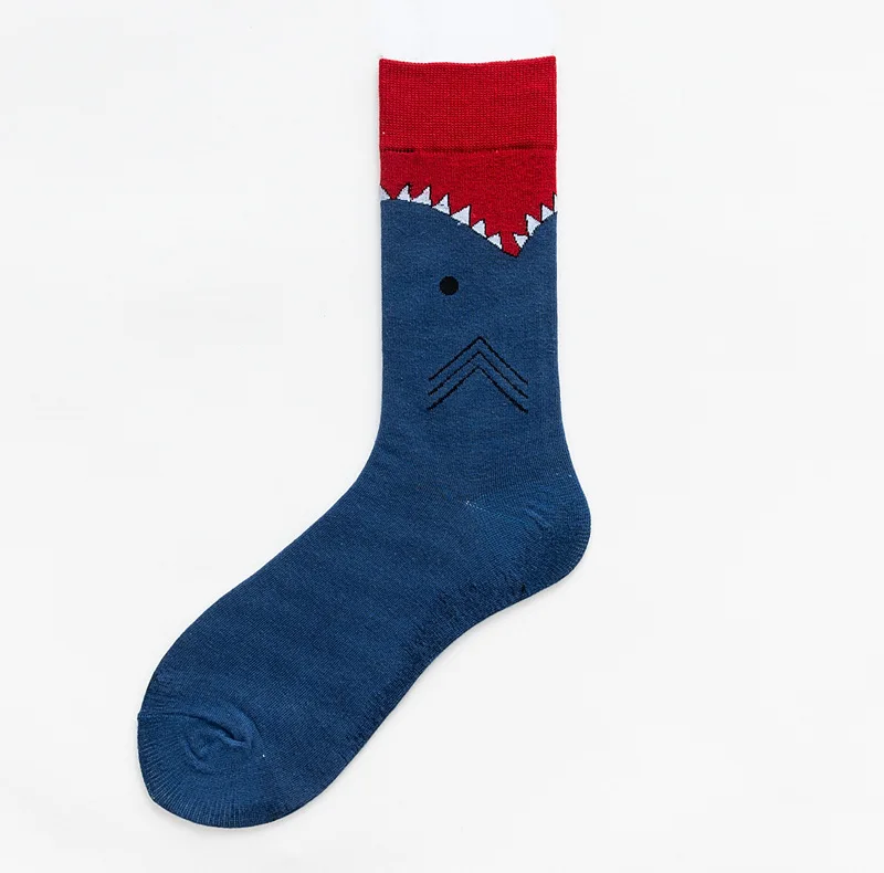 1 пара мужских носков чесаные хлопковые носки с рисунками животных, птиц, акул, зебры, кукурузы, арбуза, морской еды, геометрические новые Веселые носки - Цвет: 32