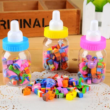 

1 Bottle Pencil Erasers Mini Bottle Cartoon Fruit Number Rubber Pencil Erasers Stationery Student Gift Office Supplies Appr20pcs