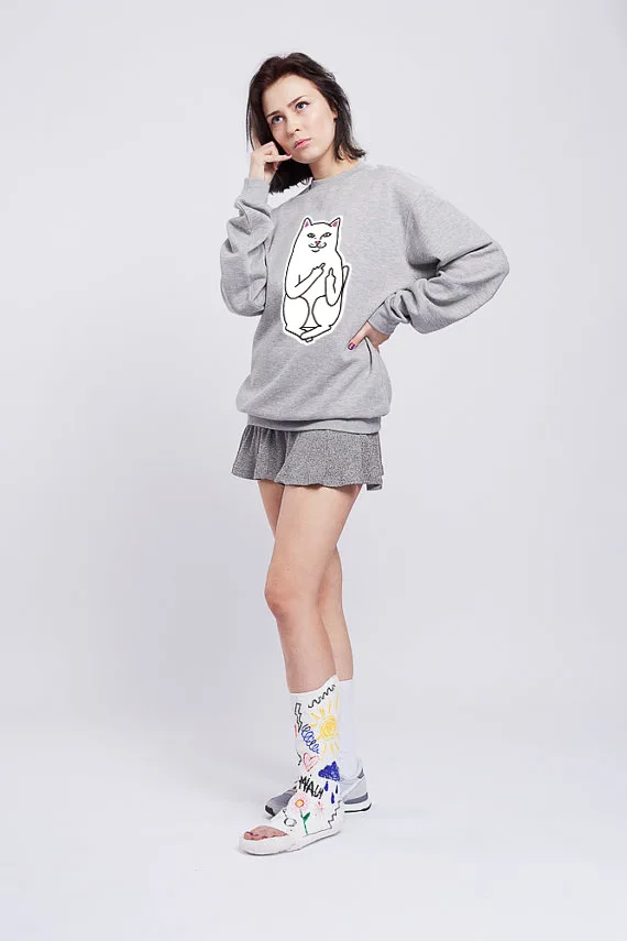 Ripndip Европа и Америка популярный бренд пары Карманный палец дешевые кошка напечатанный рисунок Горячая Толстовка