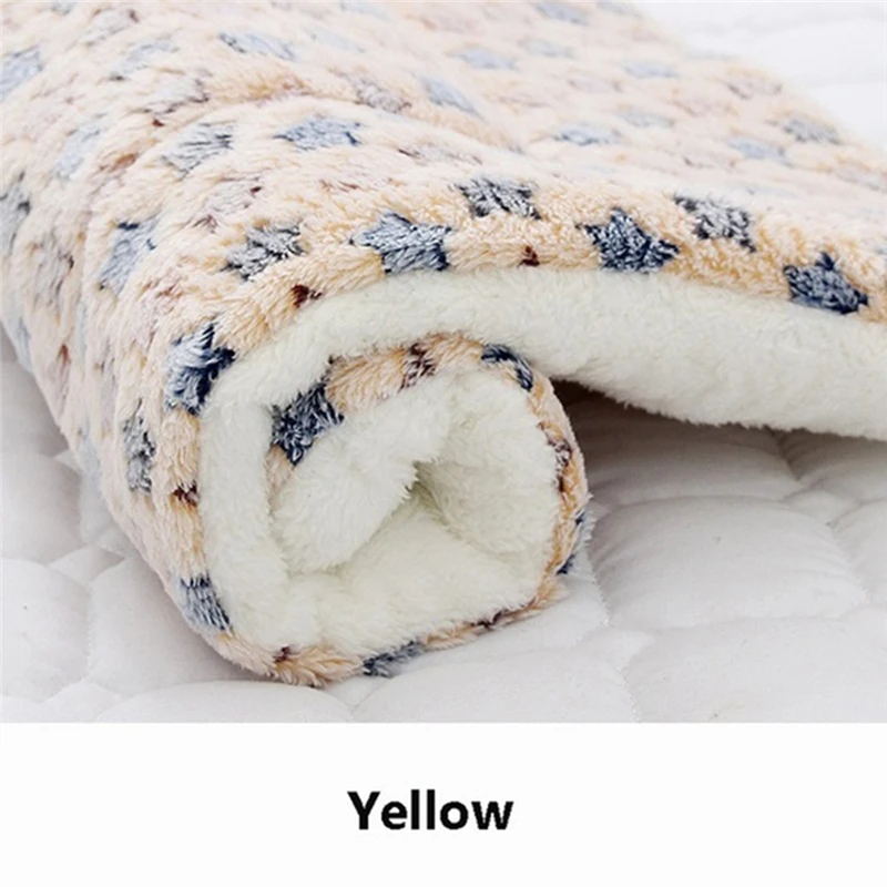 yellow star Мягкий фланелевый коврик для питомца, кровать для собаки, зимнее плотное теплое одеяло для кошки, собаки, щенка, спальный чехол, полотенце, подушка для маленьких, средних и больших собак - Цвет: yellow star