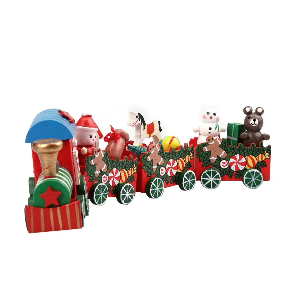 

4 Pieces Wooden Christmas Train Painted Santa/bear Xmas Kid Toys Gift Ornament Christmas Pendant Decoration New Year Gift 2020