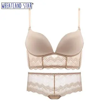 

Lingerie Feminina Seamless Bra and Panty Set Lace Lingerie Wire Free Bra Set Women's Intimates Padded Hot Underwear & Sleepwears