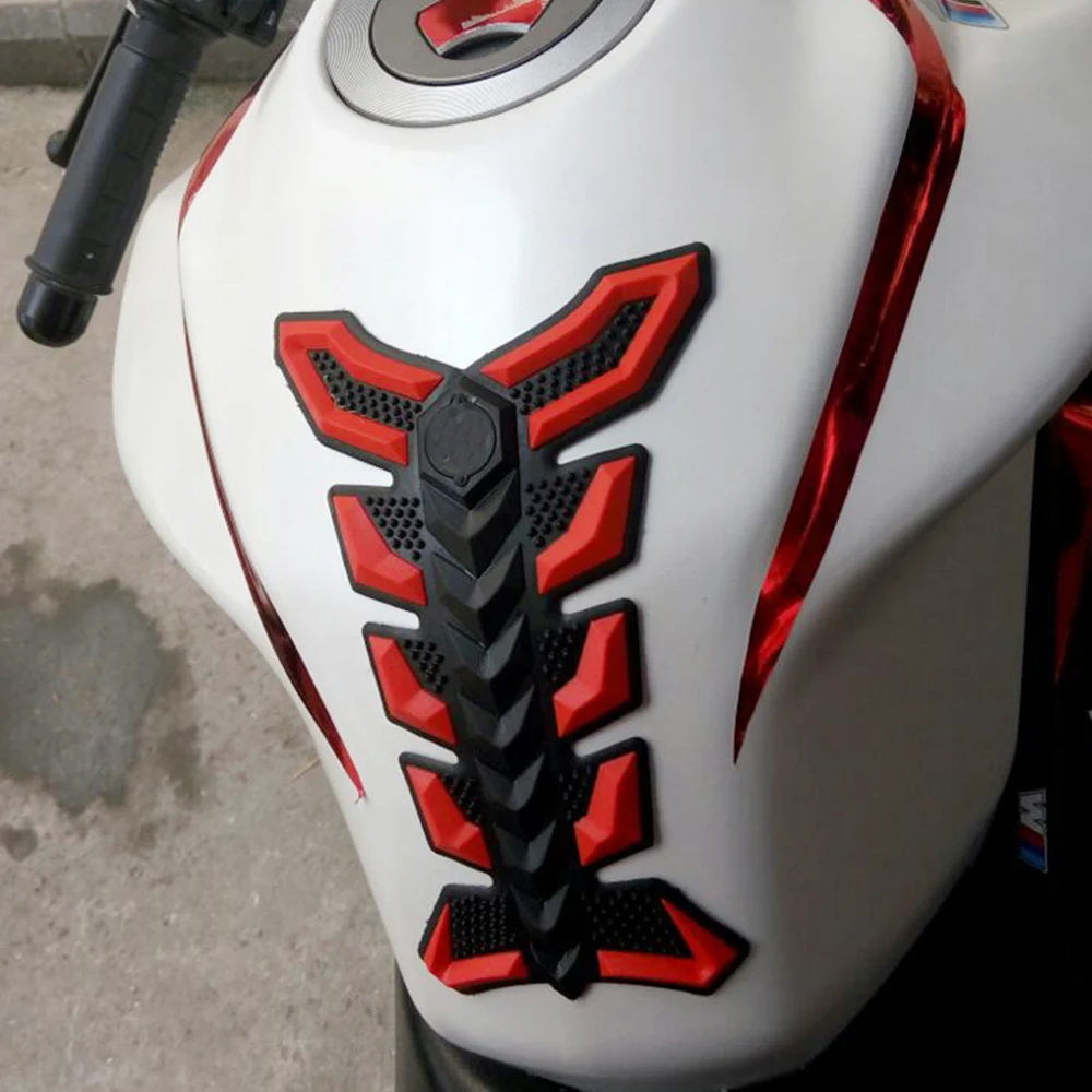 Red 3D Motorbike Fuel Gas Oil Tank Sticker Decal Fish Bone Flame Pad Protector Red 3D Motorbike Fuel Gas Oil Tank Sticker Decal Fish Bone Flame Pad Protector