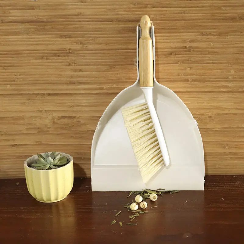 Bamboo Handle Mini Brooms Shovel Set Household Plastic Cleaning Desktop Tatami Brush Small Broom Dust Shovel ZJM9306