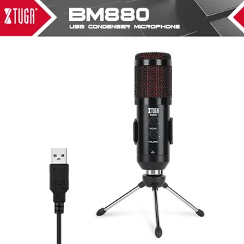 

XTUGA USB Condenser Microphone Recording MIC USB Podcast MIC Built-In Monitor with Echo Effect for PC Recording,YouTube,Gaming