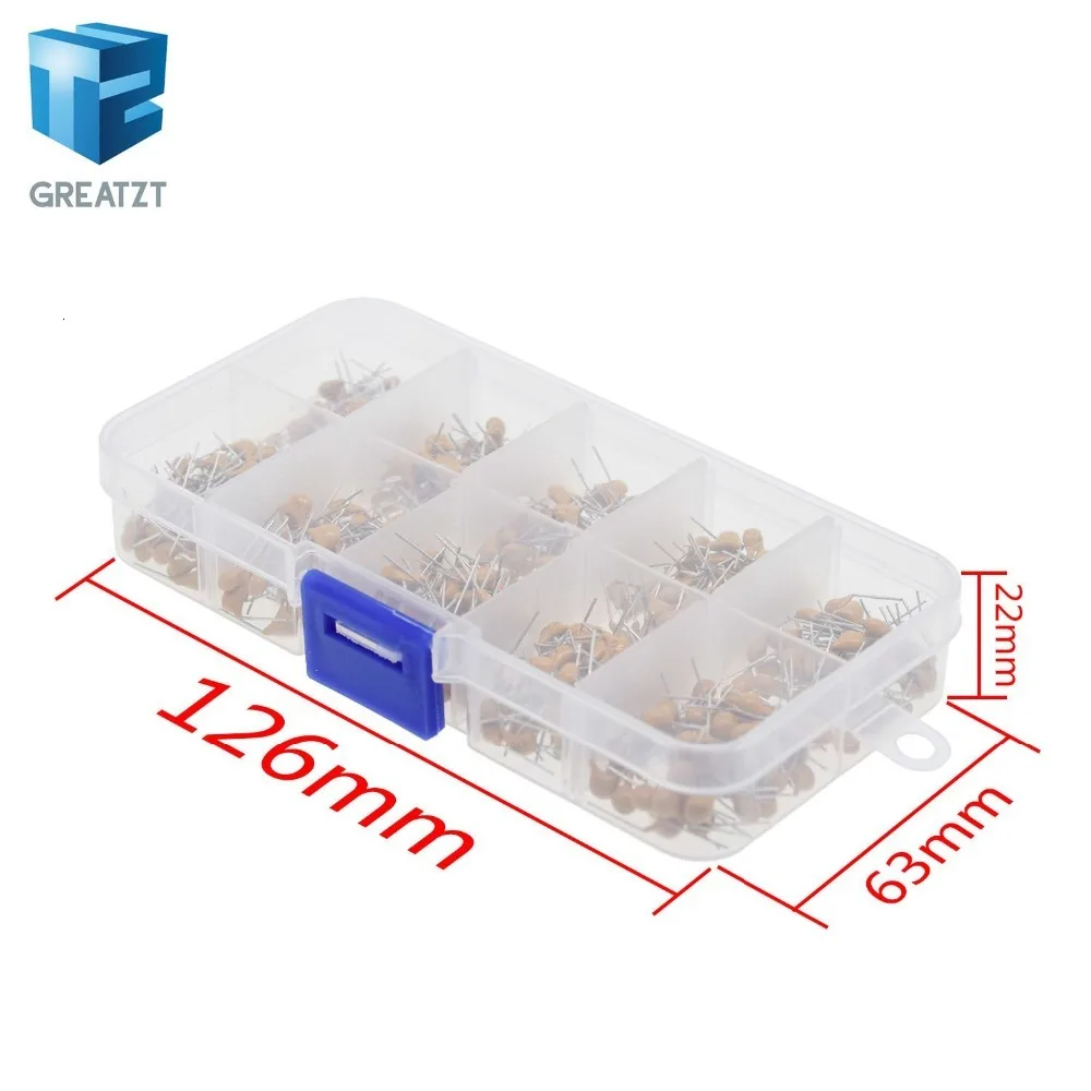 500 шт./лот 10Values* 50 шт. 0,1 мкФ-10 мкФ(104~ 106) с алюминиевой крышкой, 50В Многослойные Керамика конденсаторы Ассортимент ассортимент комплекта с ящик для хранения