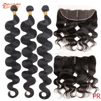 

30inch Bundles With Frontal Body Wave Bundles With Frontal 3/4 Bundles With Frontal Closure Remy Peruvian Human Hair 8-38inch