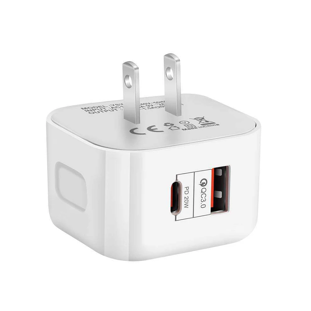 PD 20W Type C Charger 2 Ports Quick Charge QC3.0 USB-C Fast Charging Mini Travel Wall Charger Power Adapter For iPhone 12Pro Max 65w usb c charger Chargers