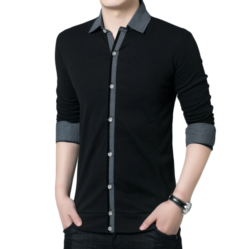 Shirts Men VoguePop Nice Long Sleeve Shirt Spring Autumn Men Slim Fit Fashion Shirts Camisa Masculina Plus Size 5XL Clothes