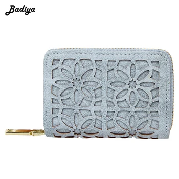 

Brand Women Wallet Soft PU Leather Female Purse Mini Hollow Out Organ Card Holder Coin Short Wallets Small Zipper Clutch Bag