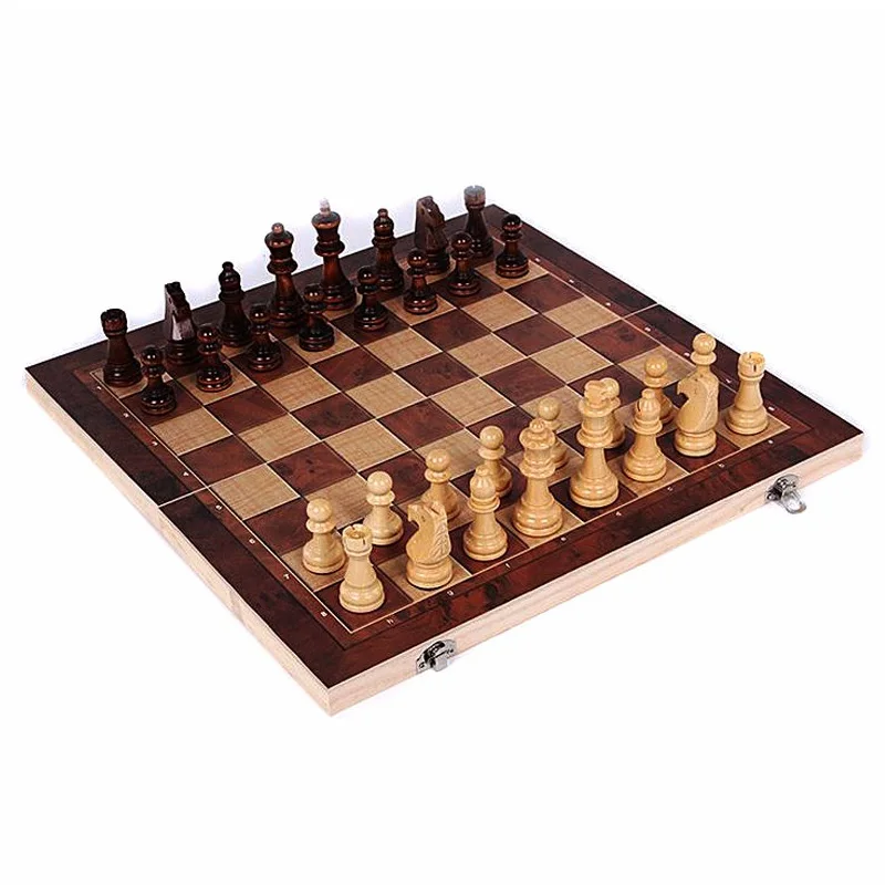 

3 in 1 Wooden International Chess Set Board Travel Games Chess Backgammon Draughts Entertainment