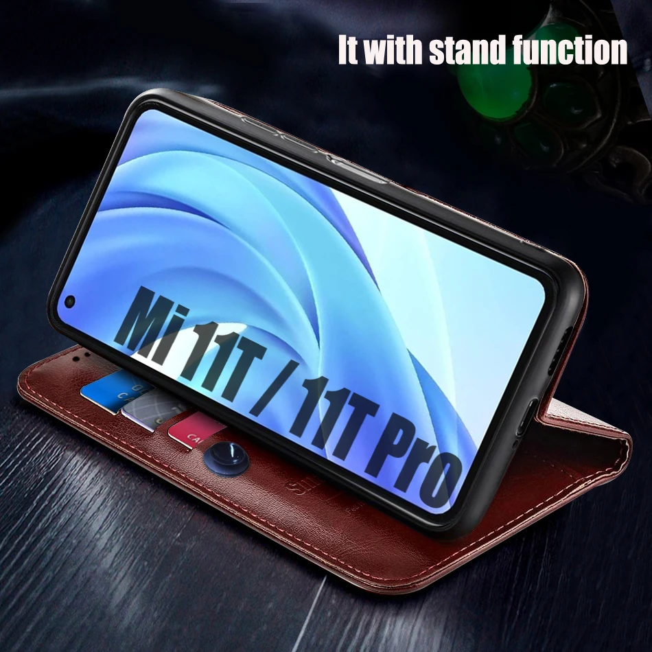 Leather Wallet Case Leather Case Phone Case Leather Phone Case Mi 11T 11 T T11 Pro 5G Luxury Case Leather Card Slot Removable Wallet Book Skin for Xiaomi 11T Pro Case Mi 11 T T11 Phone Cover