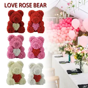 

Colorful Rose Bear PE Bear 40CM Flower Bear Rainbow Bear For Girlfriend Birthday Gift Valentine's Day Gift