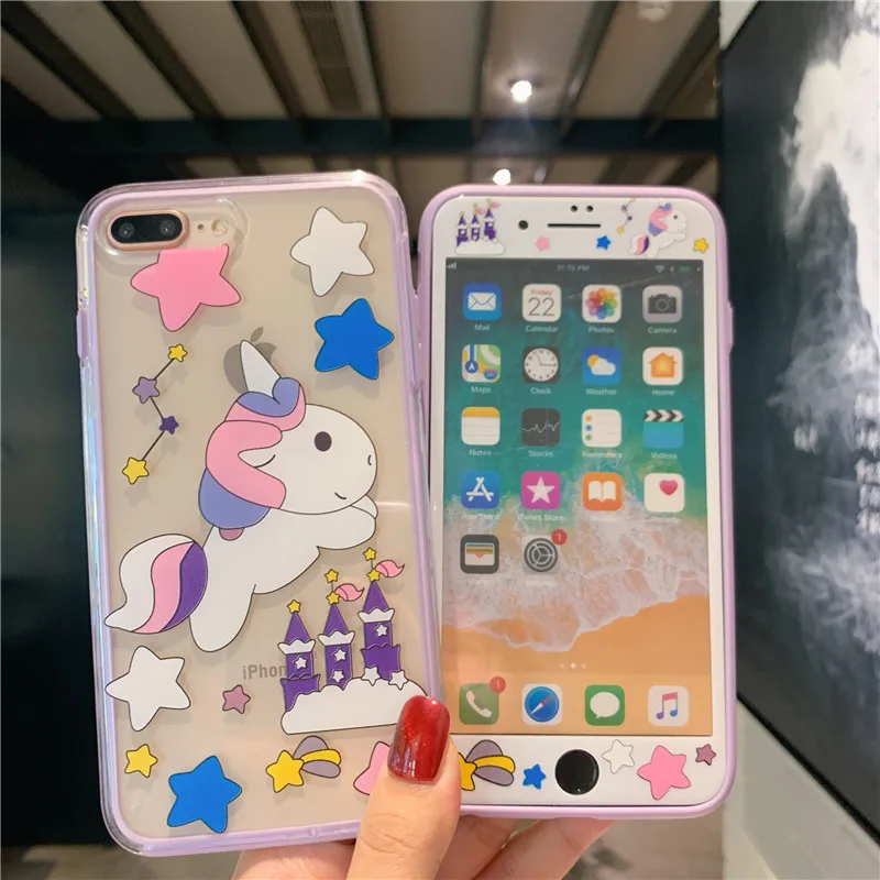 Для iPhone 11 pro Max чехол для телефона с мультяшным медведем+ пленка для экрана из закаленного стекла для iPhone X XS Max XR 7 8 6s Plus прозрачный чехол