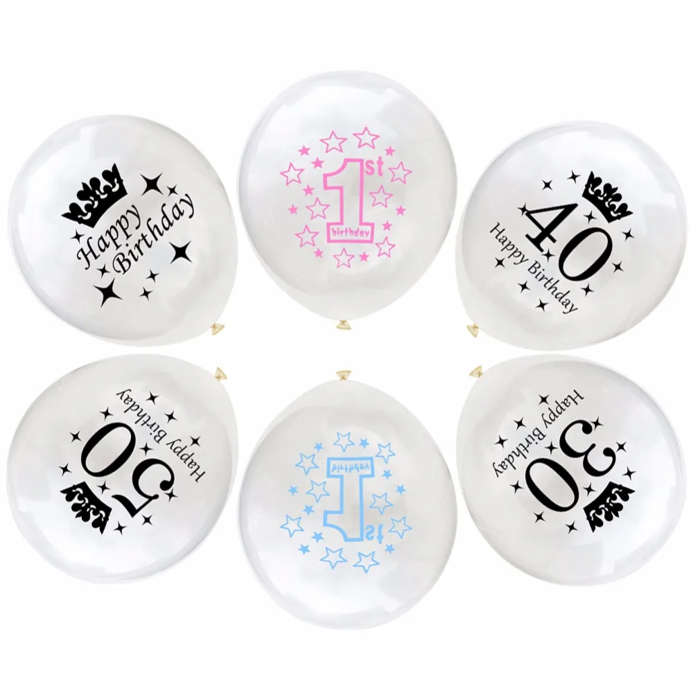 10pcs 12'' Crown Number Printed Confetti Latex Balloons Birthday Party Supplies Decor #274442 | Дом и сад