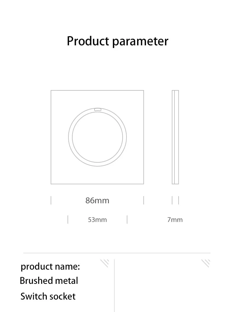 Way, Liga de alumínio, Painel escovado, Interruptor de luz parede