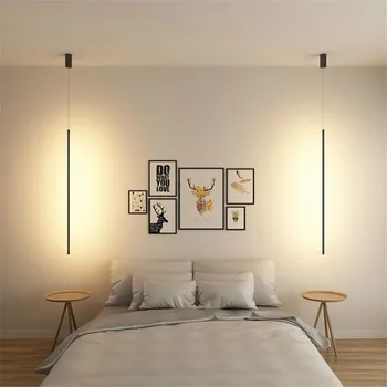 

Nordic Designer Strip Pendant Lights Bedroom Bedside Lamp Minimalist Home Decor Pendant Lamp Creative Living Room Light Fixture