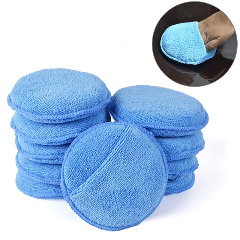 

1pc Microfiber Wax Applicator Pad 5" Diameter with Finger Pocket Polish Car Wax Apply Remover Buff Pads