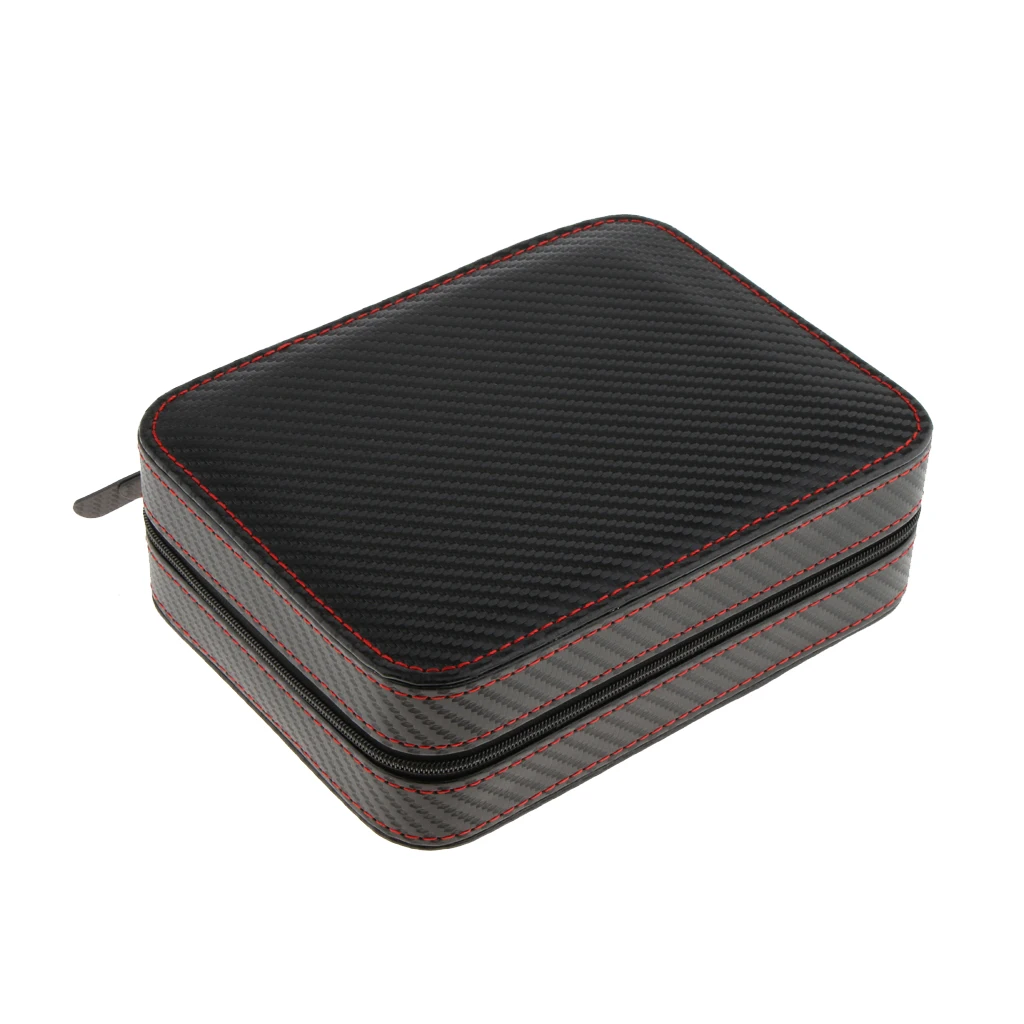 PU Leather Watch Display Box Zip Case Portable Travel Storage Wristwatch Organizer