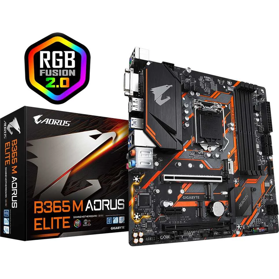 Материнская плата Gigabyte B365 M AORUS ELITE Soc-1151v2 Intel B365 4xDDR4 mATX AC`97 8ch(7.1) GbLAN