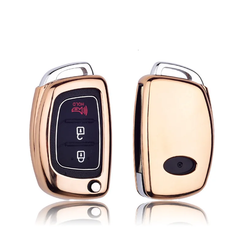 gold Чехол для ключей из ТПУ для hyundai I10 Creta Tucson I20 Elantra Santa Ix35 Ix25 Ioniq Sonata оригинальная крышка для ключей - Название цвета: gold