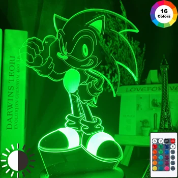 

3d Led Night Light Game Sonic The Hedgehog Figure Touch Sensor Color Changing Nightlight for Kids Child Birthday Gift Table Lamp