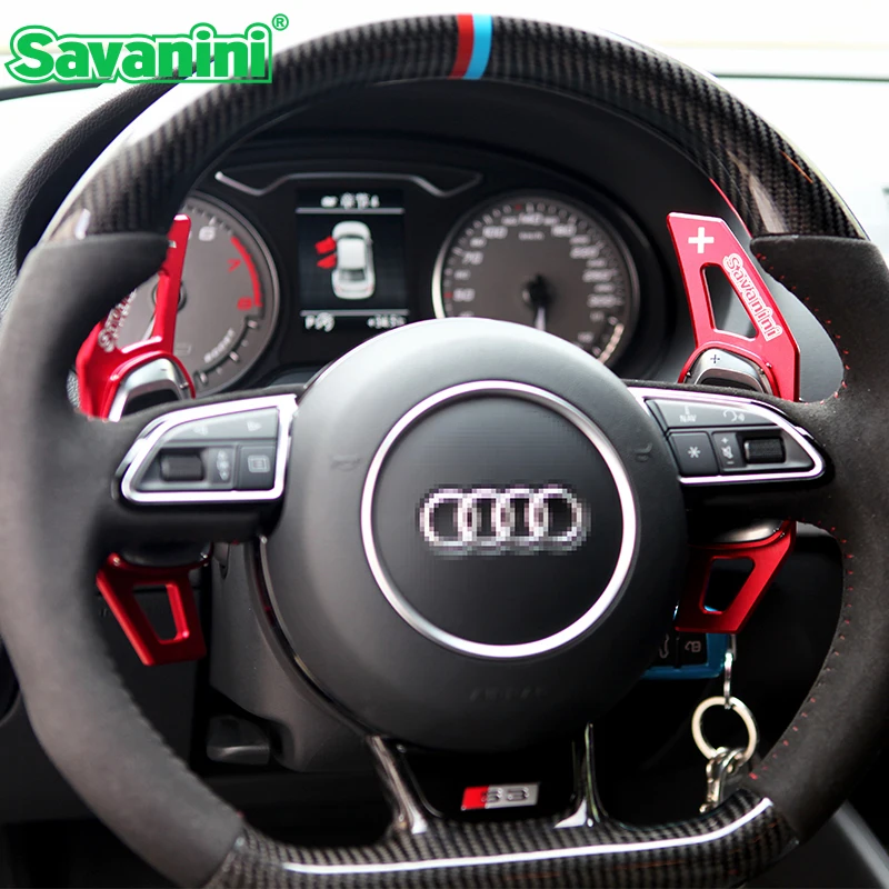 Savanini Aluminum 2pcs Steering Wheel Shift Paddle Shifter Extension For Audi S3,A5,RS3,SQ5,RS4,RS 7 auto car styling