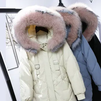 

Real Natural Fox Fur Hooded Women Winter Jacket Oversize Warm Coat Down Parkas Coats Female White Duck Down Jacket Q188