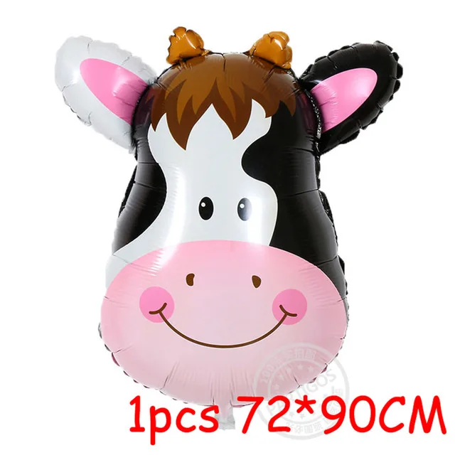 cow head 7 шт/лот Тигр Зебра Корова животные воздушные латексные шары, гелий для детей подарок на день рождения Декор животное на тему зоопарка поставки игрушки - Цвет: cow head