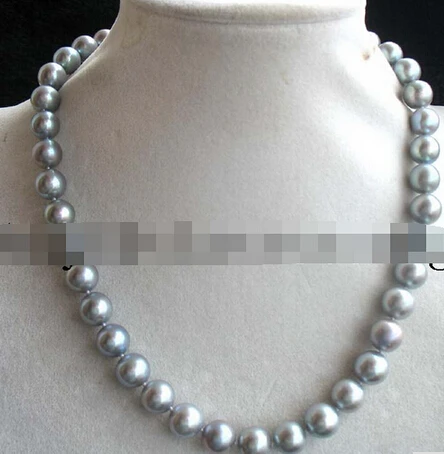 +++ 02121 freshwater pearl AA gray round 10-11mm necklace 18&quot nature handmade | Украшения и аксессуары