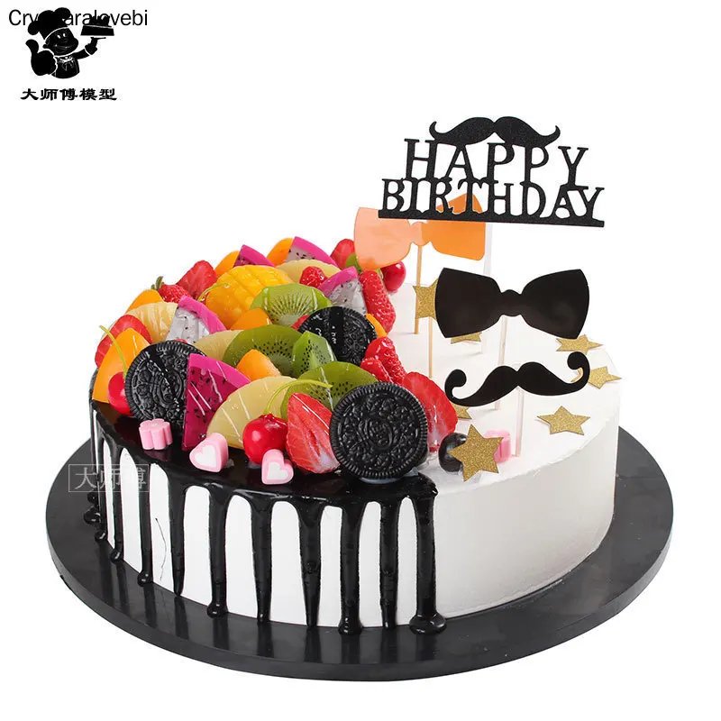 

1pc Birthday cakes model simulation model fruit mousse cakes display window samples fake cake artificial cake decorations
