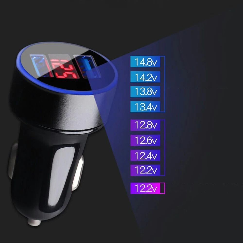 3.1A Dual USB LED Car Charger with Blue Indicator Light Multi-protection Universal for 12V/24V Vehicles - Название цвета: Black