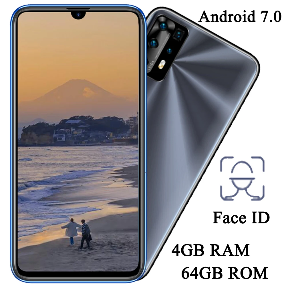 Téléphone portable avec caméra avant et arrière 10i, écran de 6.26 pouces, reconnaissance faciale, 4 go de RAM, 64 go de ROM, 5mp + 13mp, Android 7.0, version globale