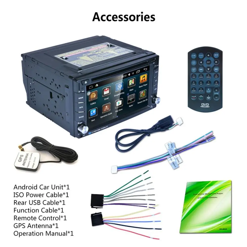 

Universal Vehicle Car DVD Player 7 inch HD Touch Screen MP5 Player WiFi Module For Android 6.0 With GPS Radio