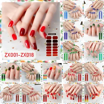 

LADY KINDOM Glitter Gradient Candy Colors Nail Art Foils Full Cover Nail Polish Sticker Waterproof Nail Patch Nail Wraps Sticker